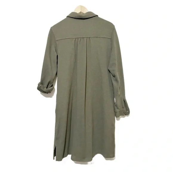 Duluth Trading Company Green Burly Thermal Waffle Knit Shirt Dress - Size Large - Picture 3 of 9